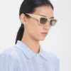 Acetate sunglasses in ivory marble