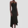 Asymmetric midi skirt in black