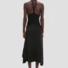 Asymmetric midi skirt in black