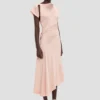 Asymmetric twist dress in blossom
