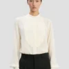 Bib detail shirt in ivory
