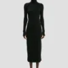 Button midi skirt in black