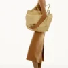 Button midi skirt in camel