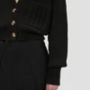 Cable pocket cardigan in black