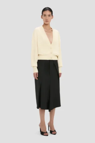 Cable pocket cardigan in ivory