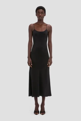Cami midi dress in black