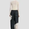 Cargo trouser in dark navy floral print