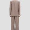 Collarless jacket in limestone