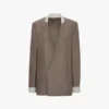 Collarless jacket in limestone