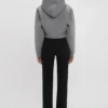Cropped structured hoodie in grey marl