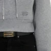Cropped structured hoodie in grey marl