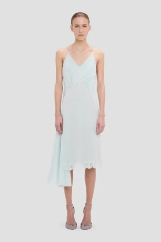 Crushed cami midi dress in aquamarine