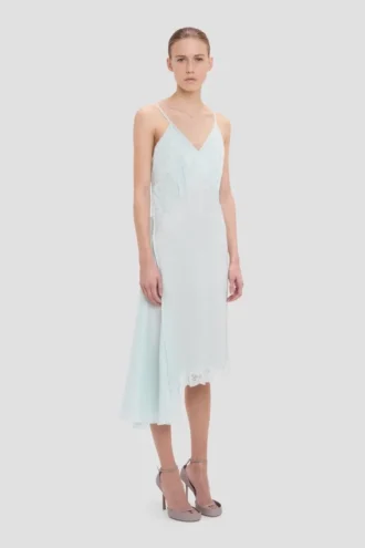 Crushed cami midi dress in aquamarine