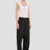 Curved leg trouser in black