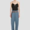 Curved leg trouser in cloud blue