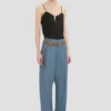 Curved leg trouser in cloud blue
