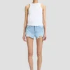 Distressed shorts in light blue wash