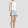 Distressed shorts in light blue wash