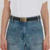 Dorian belt in black croc embossed calf leather