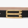 Dorian belt in black croc embossed calf leather