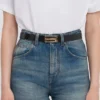 Dorian belt in black glossed leather
