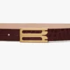 Dorian belt in burgundy croc embossed calf leather