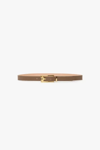 Dorian pin buckle belt in dove grey smooth leather