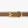 Dorian pin buckle belt in dove grey smooth leather