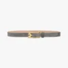 Dorian pin buckle belt in pebble grey suede