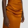 Draped cami floor-length dress in bronze