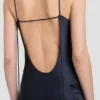 Draped lace dress in midnight