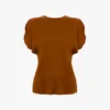 Draped sleeve top in bronze