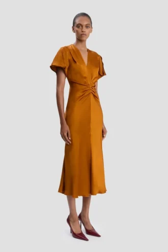 Eve midi dress in bronze