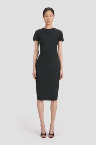 Fitted t-shirt dress in black