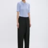 Frill polo top in cloud blue