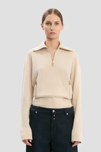 Half-zip milano jumper in pale rose