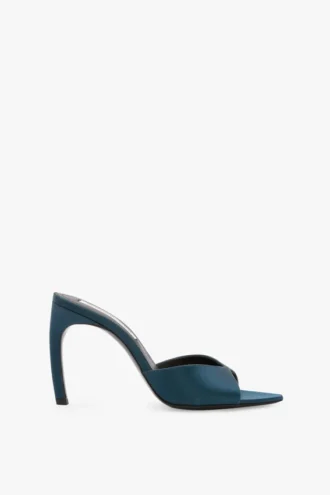 Harlow mule 100 in teal blue satin