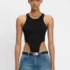 High leg bodysuit in black