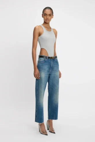 High leg bodysuit in grey marl