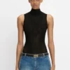 High neck bodysuit in black