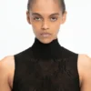 High neck bodysuit in black