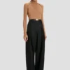 High neck jumper in dark camel