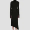 High neck midi dress in black