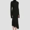 High neck midi dress in black