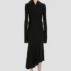 High neck midi dress in black