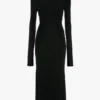 High neck midi dress in black