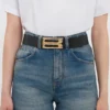 Jumbo dorian belt in black glossed leather