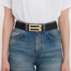 Jumbo dorian belt in black grained leather
