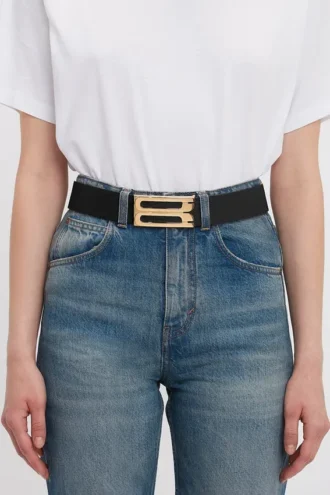 Jumbo dorian belt in black grained leather