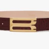 Jumbo dorian belt in burgundy croc embossed calf leather